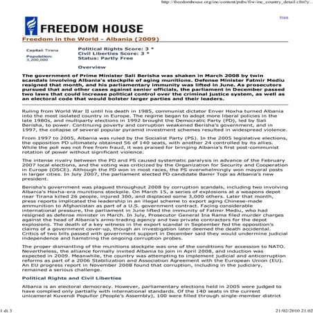 Raporti Mbi Shqiperine ... Raport Su Albania