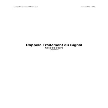 Rappel de cours traitement de signal