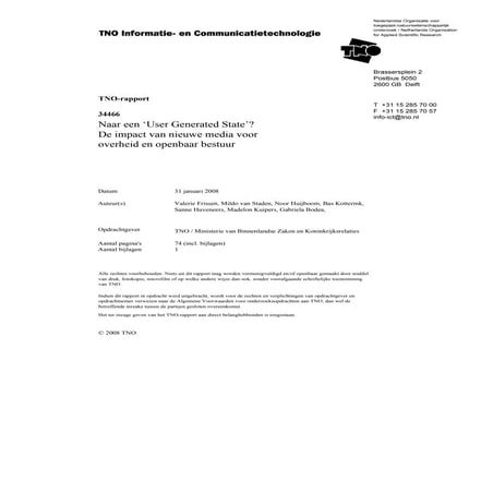 Naar een user generated state. De impact van nieuwe media voor overheid en op...
