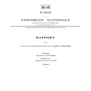 Rapport   tarifs de l'électricité