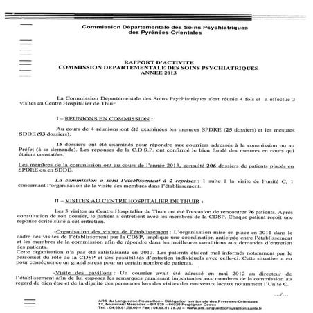 Rapport 2013 cdsp des pyrénnées orientales