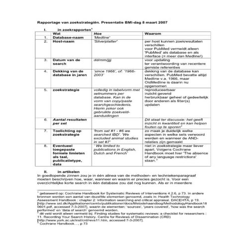 Rapportage van zoekstrategiën