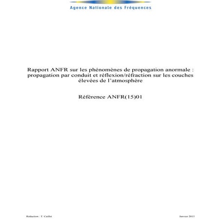 Propagation des ondes radios : Les phénomenes anormaux (rapport ANFR) | PDF