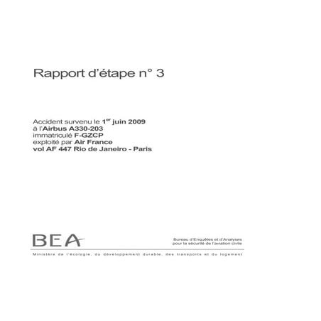 Crash du Rio-Paris: le rapport du BEA du 29 juillet 2011