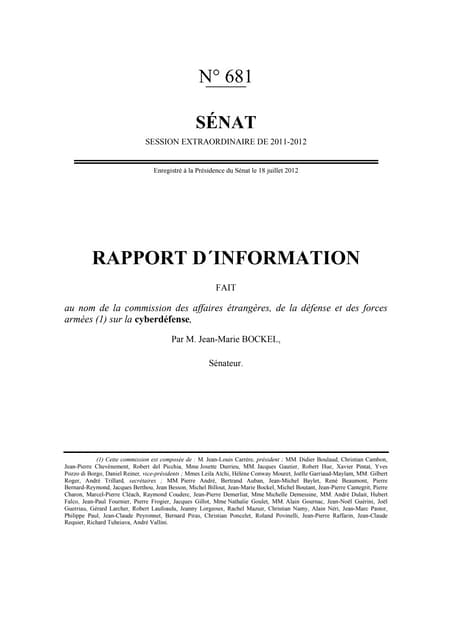 Rapport Bockel sur la cyber-défense