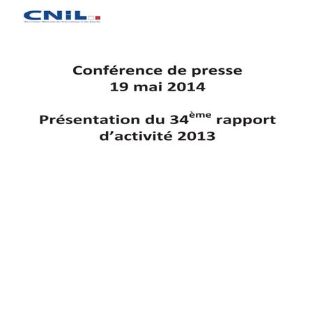 Rapport d'activité 2013 - CNIL