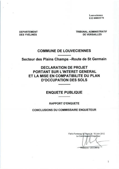 Rapport commissaire enquêteur plains champs