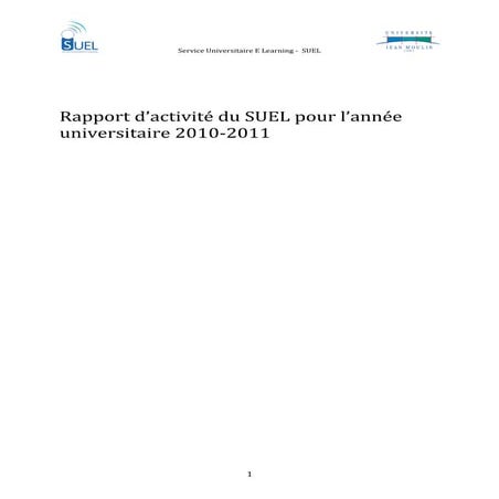 Rapport d’activité du suel pour l'année 2010-2011