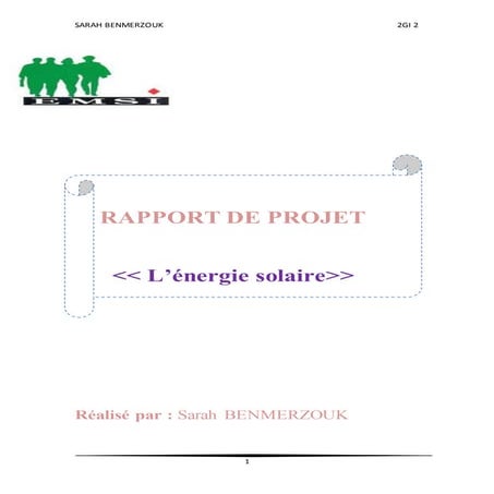 Rapport de projet ENERGIE SOLAIRE | DOCX