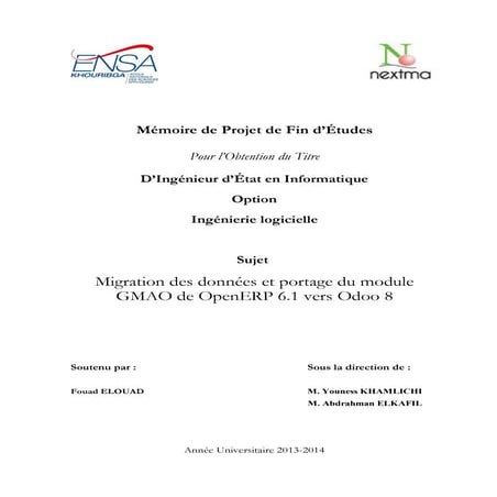 Migration des données et portage du module GMAO de OpenERP 6.1 vers Odoo 8