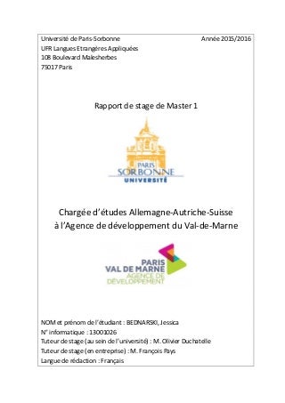 Rapport de stage Agence de développement du Val-de-Marne