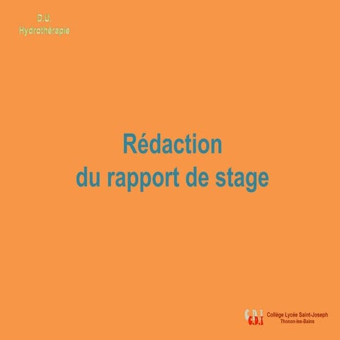 Comment présenter son rapport de stage | PPT