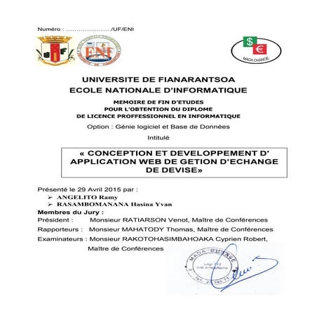 Rapport de stage de fin d'etude l3 angelito & hasina