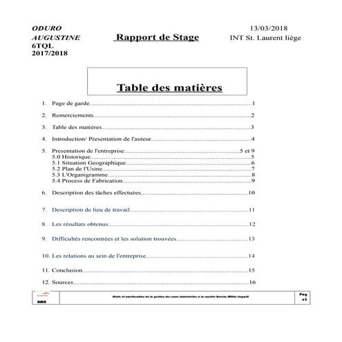 Rapport de stage TFE