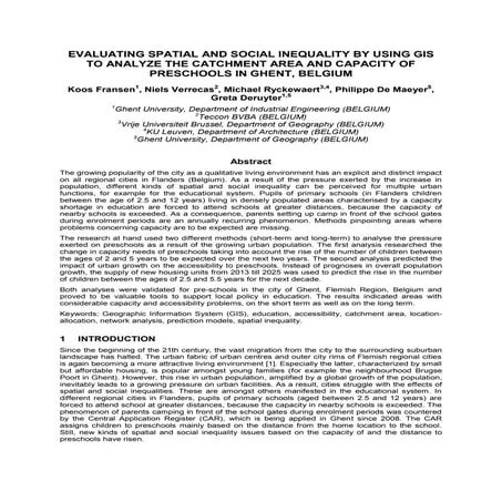 Rapport evaluating spatial and social inequality by using gis to analyse the catchment area and capacity of preschools in ghent, belgium