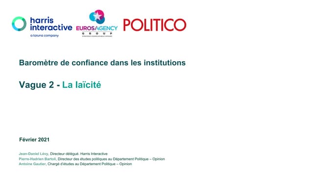 Baromètre de confiance dans les institutions - FEVRIER 2021