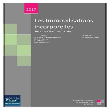 Immobilisations Incorporelles selon le PCG Marocain (rapport)