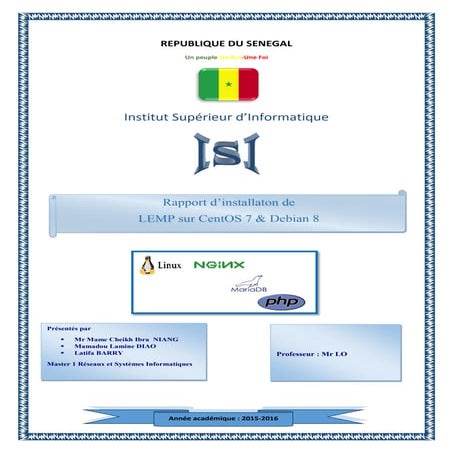 Rapport d'installation de Linux Engine X MariaDB PHP5