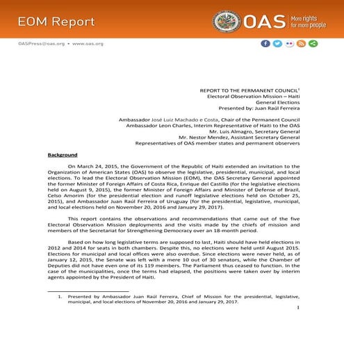 Rapport observation electorale oea haiti 2017