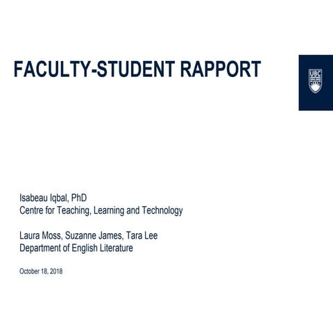 Faculty-Student Rapport in Teaching in Higher Education | PPTX