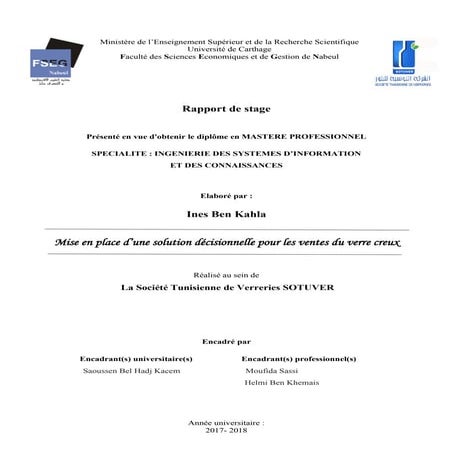 Rapport de stage: mastère ISIC (Business Intelligence)