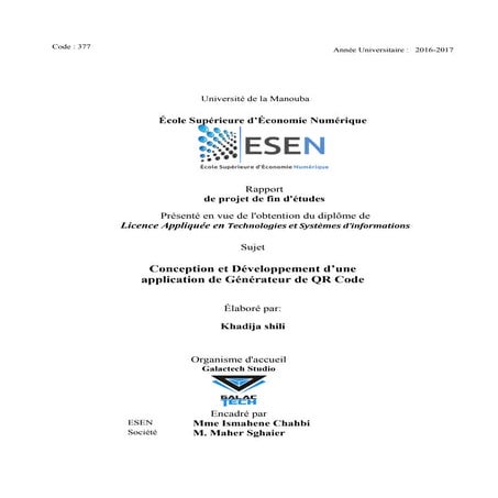 Développement et conception d'une application de générateur des QR Code Dynam...