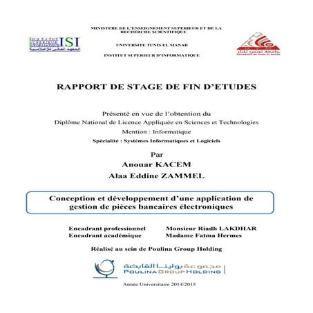 Rapport de stage de fin d'études ISI 2015