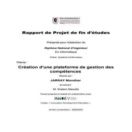 Rapport de stage développement informatique | PDF