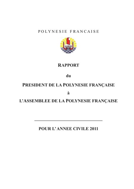 Rapport du Président à l'Assemblée ...