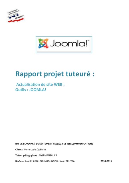 Actualisation de site WEB : Outils : JOOMLA! 