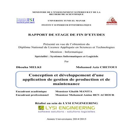 Conception et développement d'une application de gestion de production et de ...