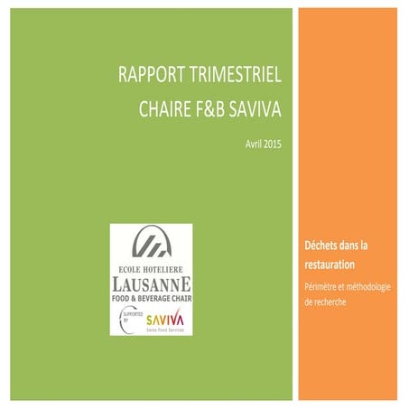 first report on waste management study in restaurants  April 2015