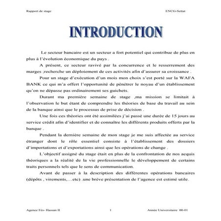 Rapport wafa bank | DOC