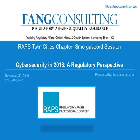 Medical Device Cybersecurity : A Regulatory Perspective