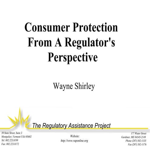 Consumer Protection From A Regulators Perspective | PDF