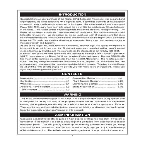 manual raptor 50 v2 | PDF