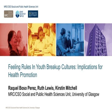 Sex, Drugs & Scotland's Health- Feeling rules in youth break up cultures: Imp...