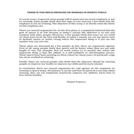 for-against essay sport raquel