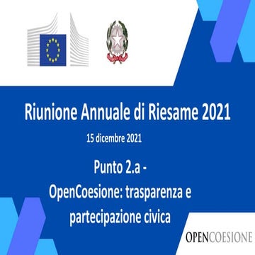 OpenCoesione: trasparenza e  partecipazione civica - RAR 2021