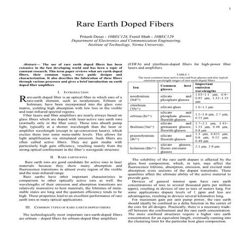 Rare earth doped fibers