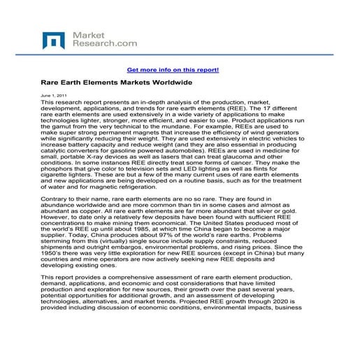 Rare Earth Elements Markets Worldwide