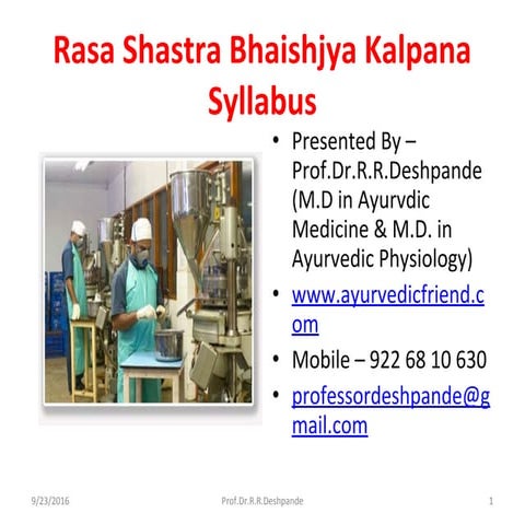 Rasa shastra bhaishajya kalpana  syllabus PPT