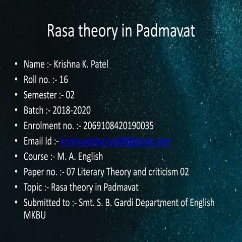 Rasa theory in padmavat