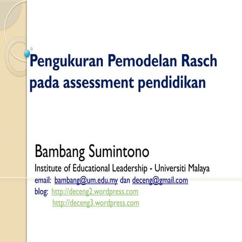 Rasch Model untuk penilaian pembelajaran | PPTX