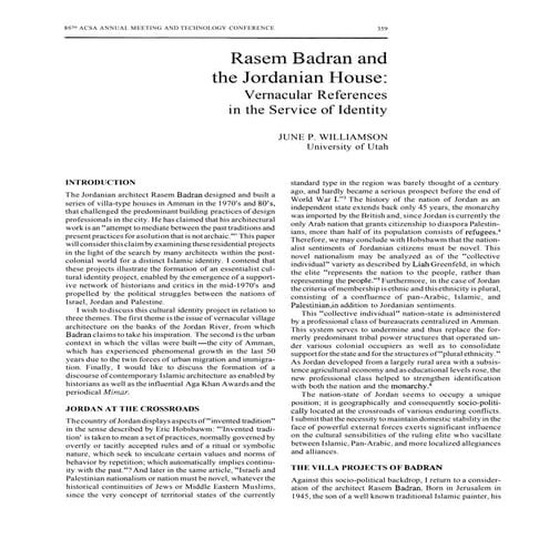 Rasem badran and the jordanian house | PDF