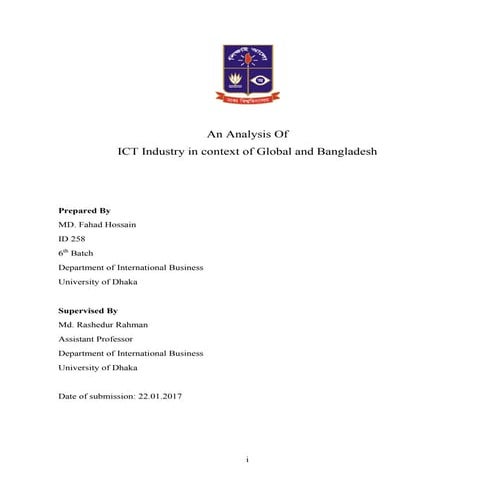 Analysis of ICT Industry In context Global and Bangladeshi company. (Full doc...