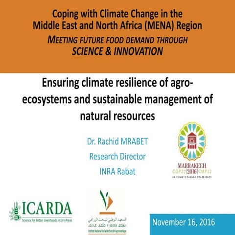 Ensuring climate resilience of agro-ecosystems and sustainable management of ...