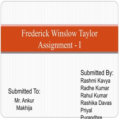 F.W.Taylor-Father of scientific management