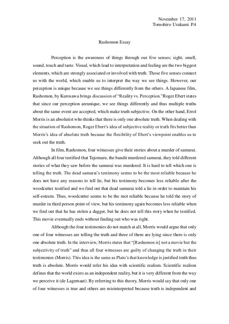 College Essay Services Rashomonessayphpappthumbnailjpgcb Essay For High School Application Examples also Name Essay Examples Rashomon Essay Descriptive Essay On A Rainy Day