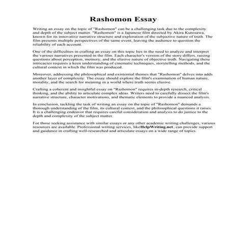Rashomon Essay
